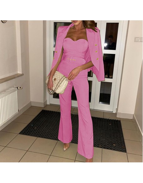 Fall new fashion long-sleeved small suit pants jumpsuit suit two-piece set