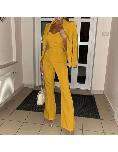 Fall new fashion long-sleeved small suit pants jumpsuit suit two-piece set