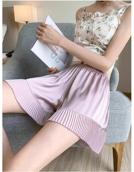 Pants anti-glare female summer can be worn outside the thin section of breathable loose ice silk bottoms shorts ruffled lace does not roll edge