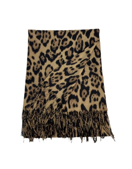 Leopard scarf women's fall and winter classic thickened faux cashmere printed tassel shawl versatile warm scarf