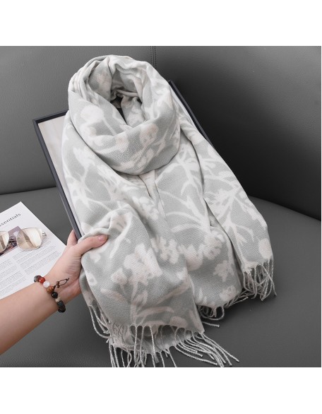 Autumn and winter imitation cashmere tassel floral scarf ladies fashion temperament shawl senior sense of female scarf wholesale