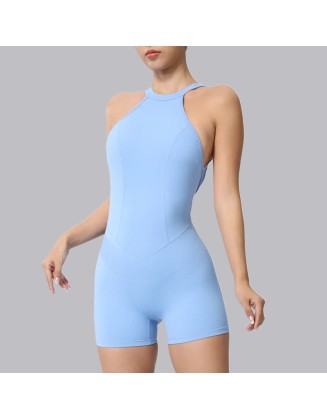 New tight sports quick dry jumpsuit peach butt outdoor running fitness jumpsuit backless one-piece yoga clothing