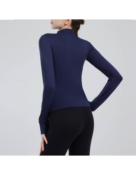 Padded half-zipper yoga clothing women long-sleeved outer wear outdoor morning running sports tops training fitness clothing winter new