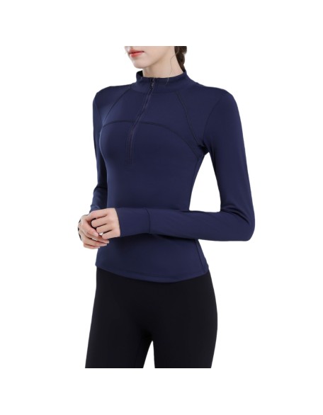 Padded half-zipper yoga clothing women long-sleeved outer wear outdoor morning running sports tops training fitness clothing winter new