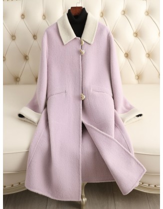 Fall and winter new double-sided tweed cashmere coat women in long fashion loose wool tweed jacket