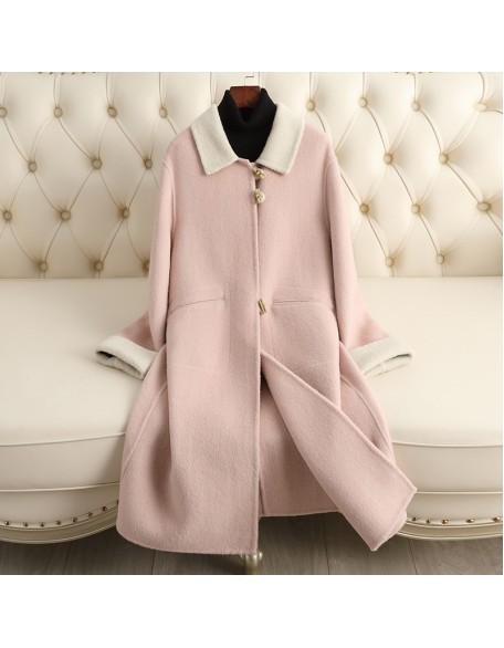 Fall and winter new double-sided tweed cashmere coat women in long fashion loose wool tweed jacket