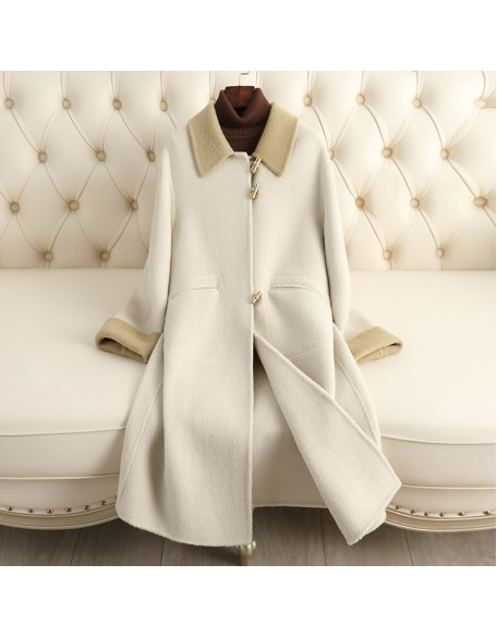 Fall and winter new double-sided tweed cashmere coat women in long fashion loose wool tweed jacket