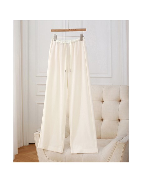 Golden Velvet Straight Pants Women Drawstring Narrow Wide Leg Skinny Premium Feeling Morandi Color Lengthened Tall Drag Pants