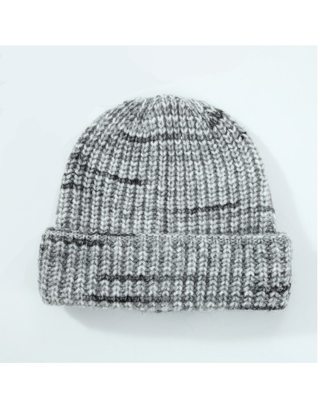 Wool knit cap women's versatile warm fall and winter gradient flap wool cap cold cap