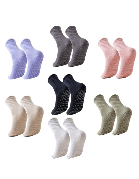 Yoga socks, mid tube socks, pure cotton anti slip silicone indoor fitness Pilates women's long socks, sports socks