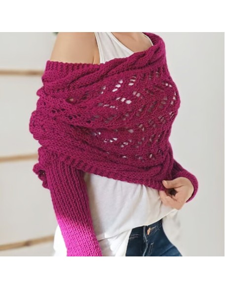 [Special Offers] Autumn and winter Meilun shawl knitted with a high-end feel, hollowed out and elongated double sleeves, draped over women's shoulders