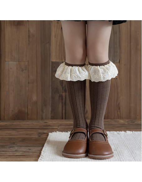 Retro Princess lace socks autumn and winter lace Lolita children's long cotton socks