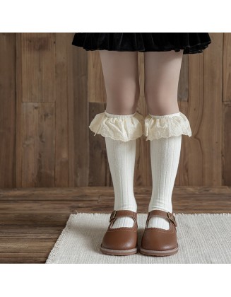 Retro Princess lace socks autumn and winter lace Lolita children's long cotton socks