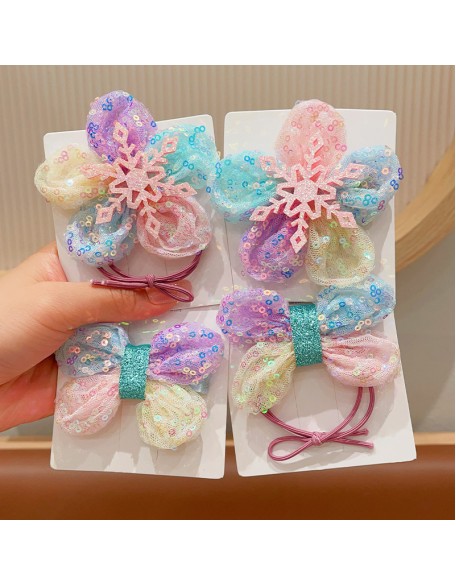 Colorful sequins cute sun flower hair rope ponytail rubber band