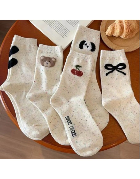 Autumn and winter cartoon flocking socks cute college style