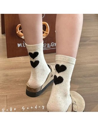 Autumn and winter cartoon flocking socks cute college style