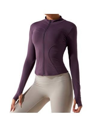 Autumn and winter new zippered long sleeved yoga jacket, quick drying and slimming yoga suit, women's running, fitness and sports top