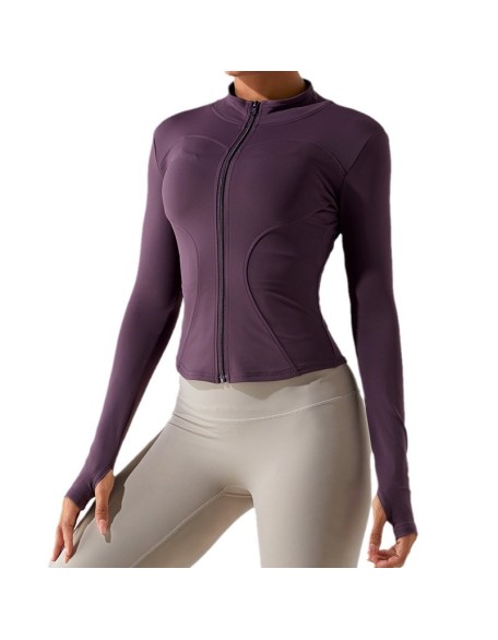 Autumn and winter new zippered long sleeved yoga jacket, quick drying and slimming yoga suit, women's running, fitness and sports top