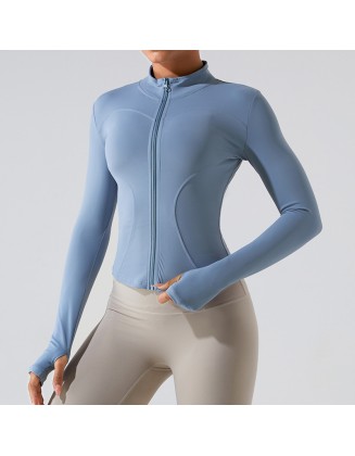 Autumn and winter new zippered long sleeved yoga jacket, quick drying and slimming yoga suit, women's running, fitness and sports top