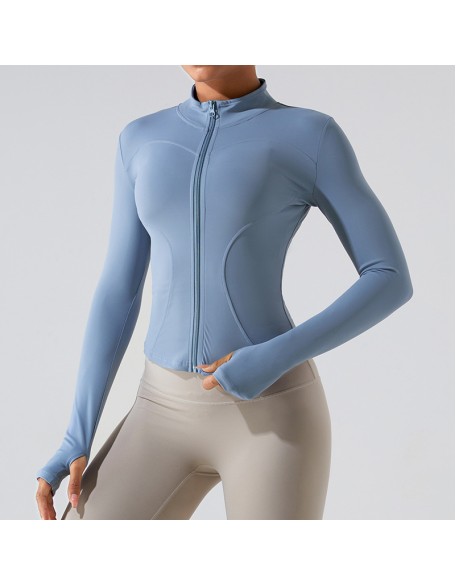 Autumn and winter new zippered long sleeved yoga jacket, quick drying and slimming yoga suit, women's running, fitness and sports top