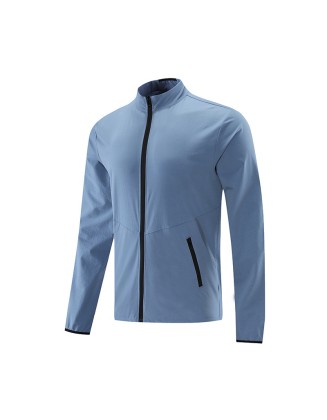 Leisure sports jacket, outdoor mountain climbing stand up collar cardigan, zippered solid color running and fitness suit, quick drying long sleeved top