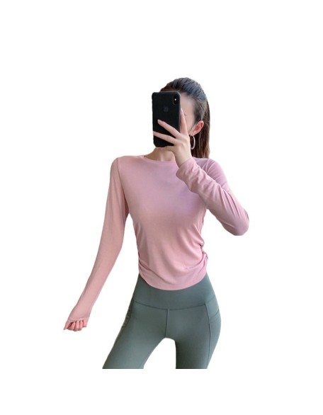 Sports long sleeved women's autumn and winter new sports top, yoga suit, quick drying, beautiful back, running exercise T-shirt, skin friendly and soft