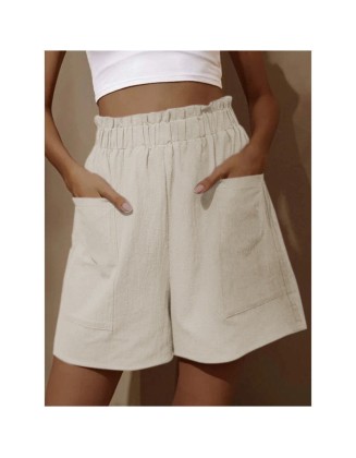 2024 New Women's Cotton and Linen Pod High Waist Shorts Fashion Wide Leg Casual Shorts