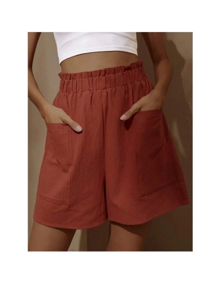 2024 New Women's Cotton and Linen Pod High Waist Shorts Fashion Wide Leg Casual Shorts