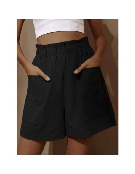 2024 New Women's Cotton and Linen Pod High Waist Shorts Fashion Wide Leg Casual Shorts