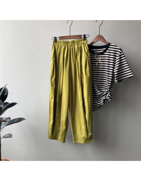 Elastic waist wide leg pants for women's thin Korean version loose new lazy casual pants