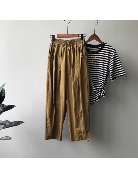 Elastic waist wide leg pants for women's thin Korean version loose new lazy casual pants