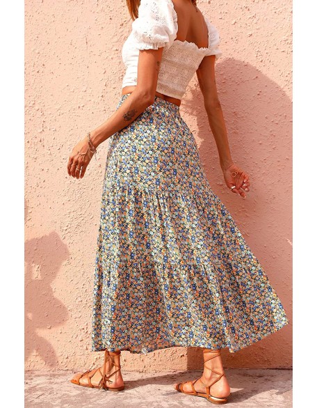 2024 New Floral High Waist A-Line Pleated Chiffon Half-Body Skirt