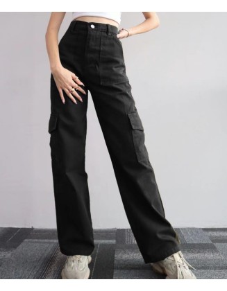 2024 new versatile casual pants mid-waist three-dimensional pockets pants waisted workers Dress Pants