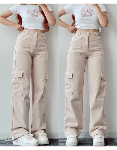 2024 new versatile casual pants mid-waist three-dimensional pockets pants waisted workers Dress Pants