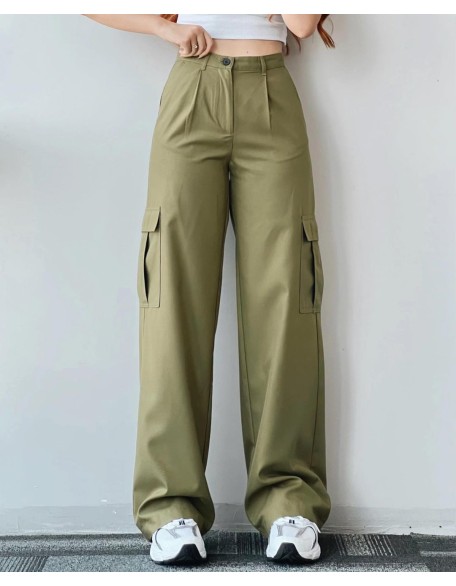 2024 new versatile casual pants mid-waist three-dimensional pockets pants waisted workers Dress Pants