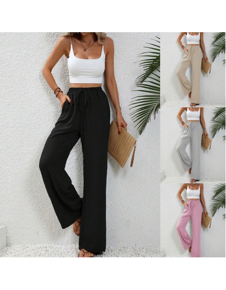 2024 Women's Autumn New Loose Versatile Solid Color Drag Floor Wide Leg Pants Casual Pants