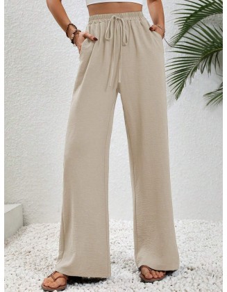 2024 Women's Autumn New Loose Versatile Solid Color Drag Floor Wide Leg Pants Casual Pants