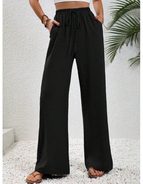 2024 Women's Autumn New Loose Versatile Solid Color Drag Floor Wide Leg Pants Casual Pants