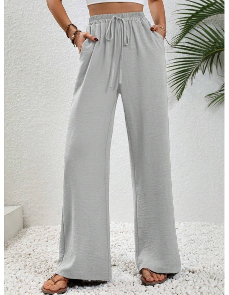 2024 Women's Autumn New Loose Versatile Solid Color Drag Floor Wide Leg Pants Casual Pants