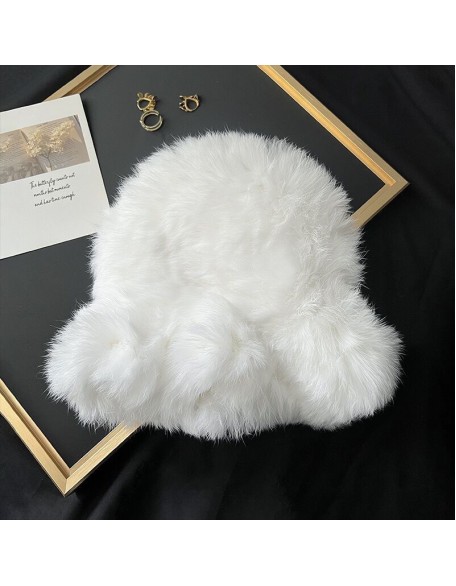 Plush cap female fall and winter new warm rabbit hair cap Japanese big head circumference furry hat