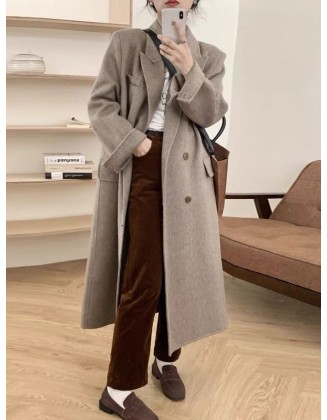 Feeling loose and elegant, shoulder length suit, retro wool coat, niche French medium length women's coat