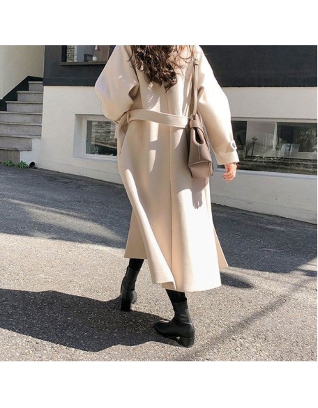 Cotton Thickened 2024 Winter Korean Edition Medium Length Loose and Slimming Woolen Coat Women's Autumn Woolen Coat