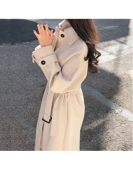 Cotton Thickened 2024 Winter Korean Edition Medium Length Loose and Slimming Woolen Coat Women's Autumn Woolen Coat