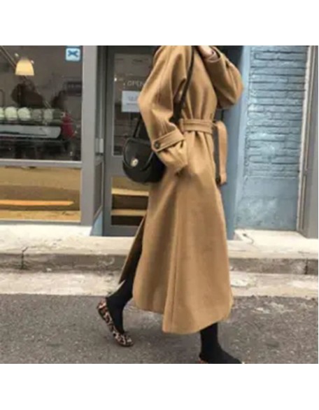 Cotton Thickened 2024 Winter Korean Edition Medium Length Loose and Slimming Woolen Coat Women's Autumn Woolen Coat