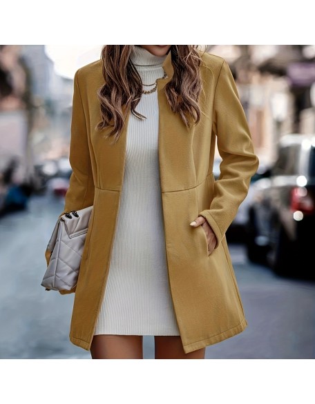 Women's elegant and simple commuting in autumn and winter thickened long-sleeved double-sided tweed coat woman