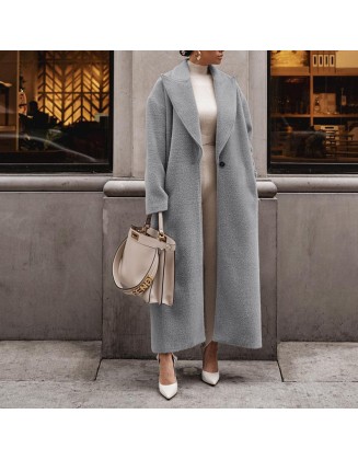 Warm coat in autumn and winter Long sleeve lapel women's plush coat women's coat