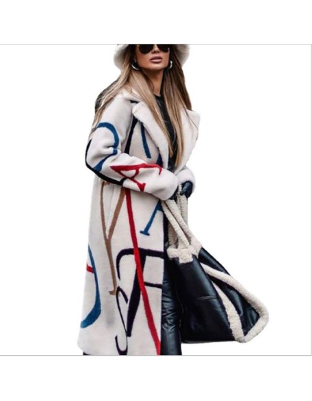 2024 Autumn/Winter New Women's Loose Size Printed Windbreaker Flip Collar Coat Coat for Women