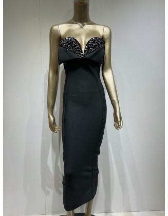 Hot New Bandage Dress Fashion Elegant Black Sequins Sheath Long Party Dresses