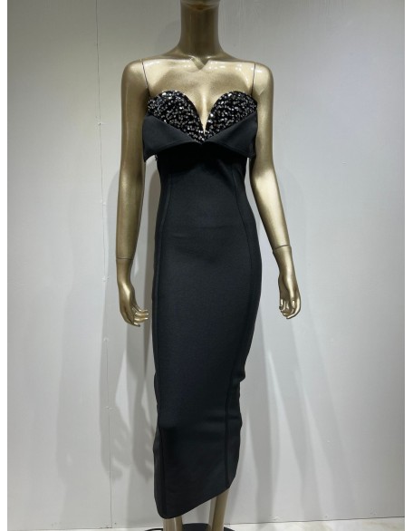 Hot New Bandage Dress Fashion Elegant Black Sequins Sheath Long Party Dresses