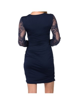 Fashion lace stitching elegant tight-fitting long-sleeved dress